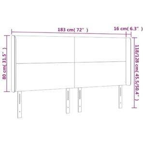 Κεφαλάρι Κρεβατιού LED Μαύρο 183x16x118/128 εκ. Υφασμάτινο