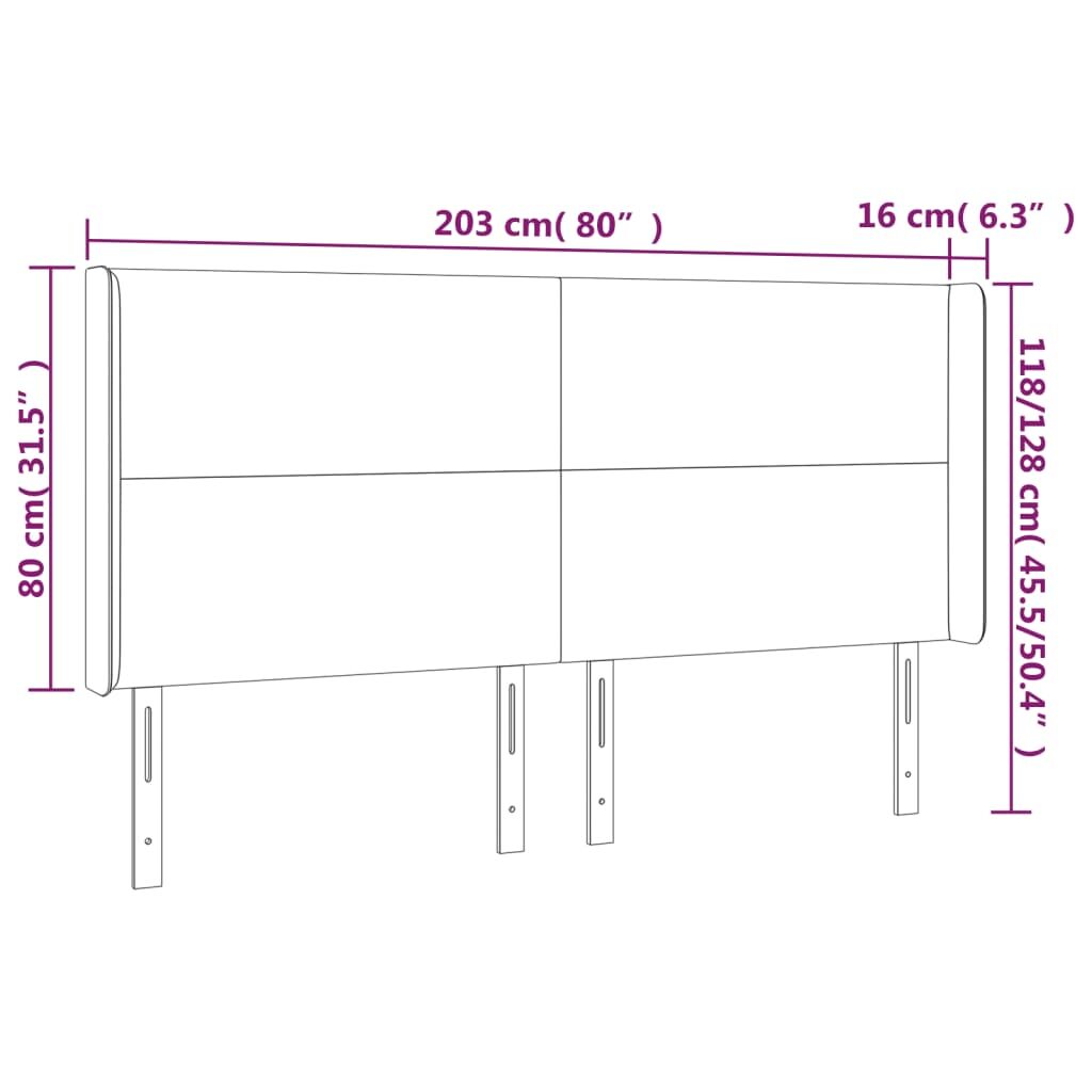 Κεφαλάρι Κρεβατιού LED Ροζ 203x16x118/128 εκ. Βελούδινο