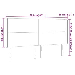 Κεφαλάρι Κρεβατιού LED Ροζ 203x16x118/128 εκ. Βελούδινο