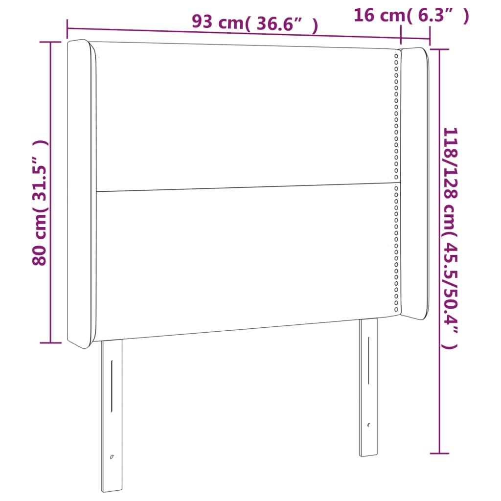 Κεφαλάρι Κρεβατιού LED Σκούρο Γκρι 93x16x118/128εκ. Υφασμάτινο