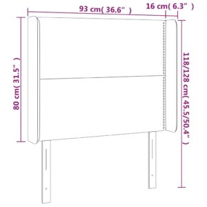 Κεφαλάρι Κρεβατιού LED Σκούρο Γκρι 93x16x118/128εκ. Υφασμάτινο