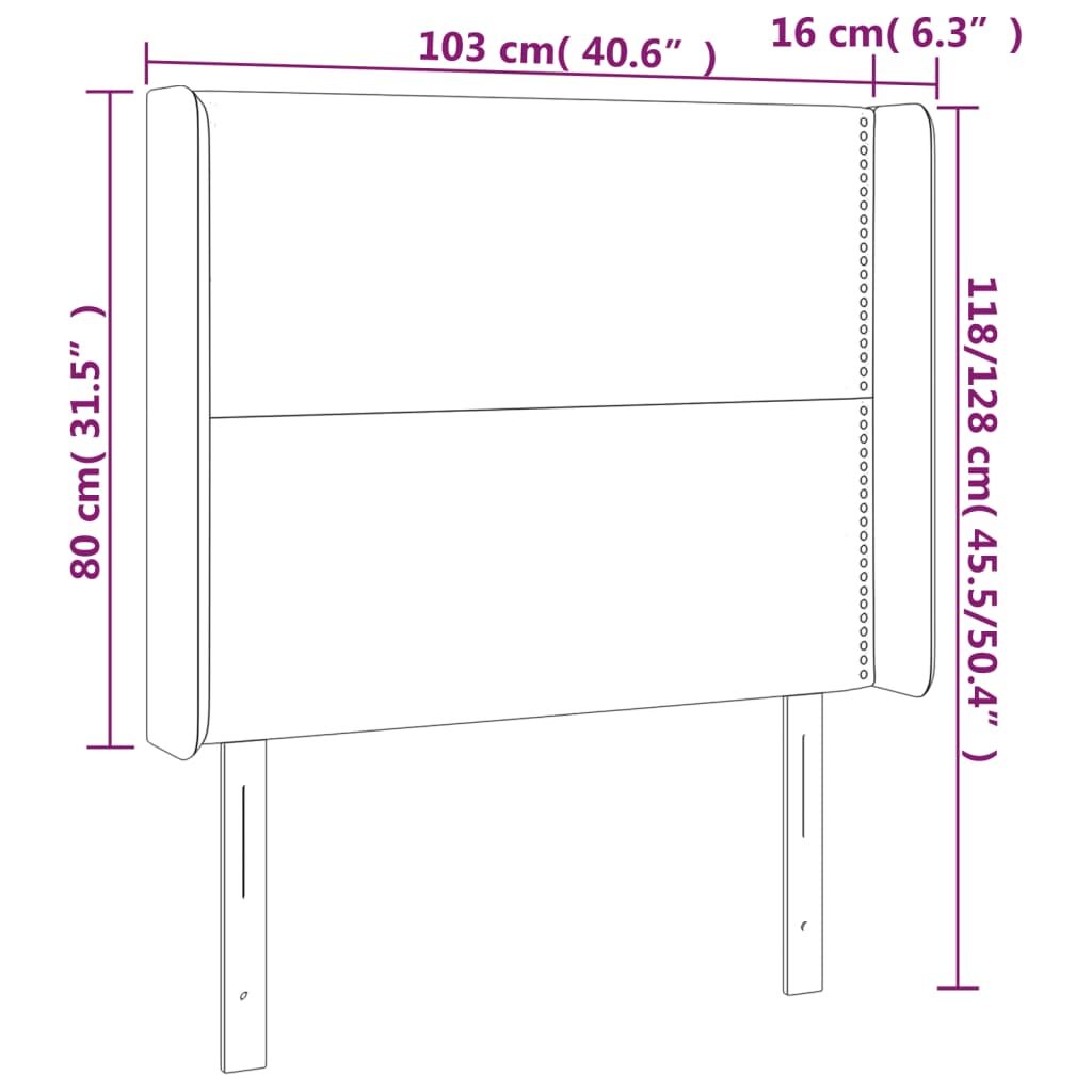 Κεφαλάρι Κρεβατιού LED Σκούρο Καφέ 103x16x118/128εκ. Υφασμάτινο