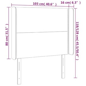 Κεφαλάρι Κρεβατιού LED Σκούρο Καφέ 103x16x118/128εκ. Υφασμάτινο