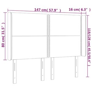 Κεφαλάρι Κρεβατιού LED Μπλε 147x16x118/128 εκ. Υφασμάτινο