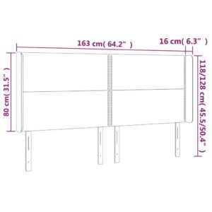 Κεφαλάρι Κρεβατιού LED Μαύρο 163x16x118/128 εκ. Υφασμάτινο