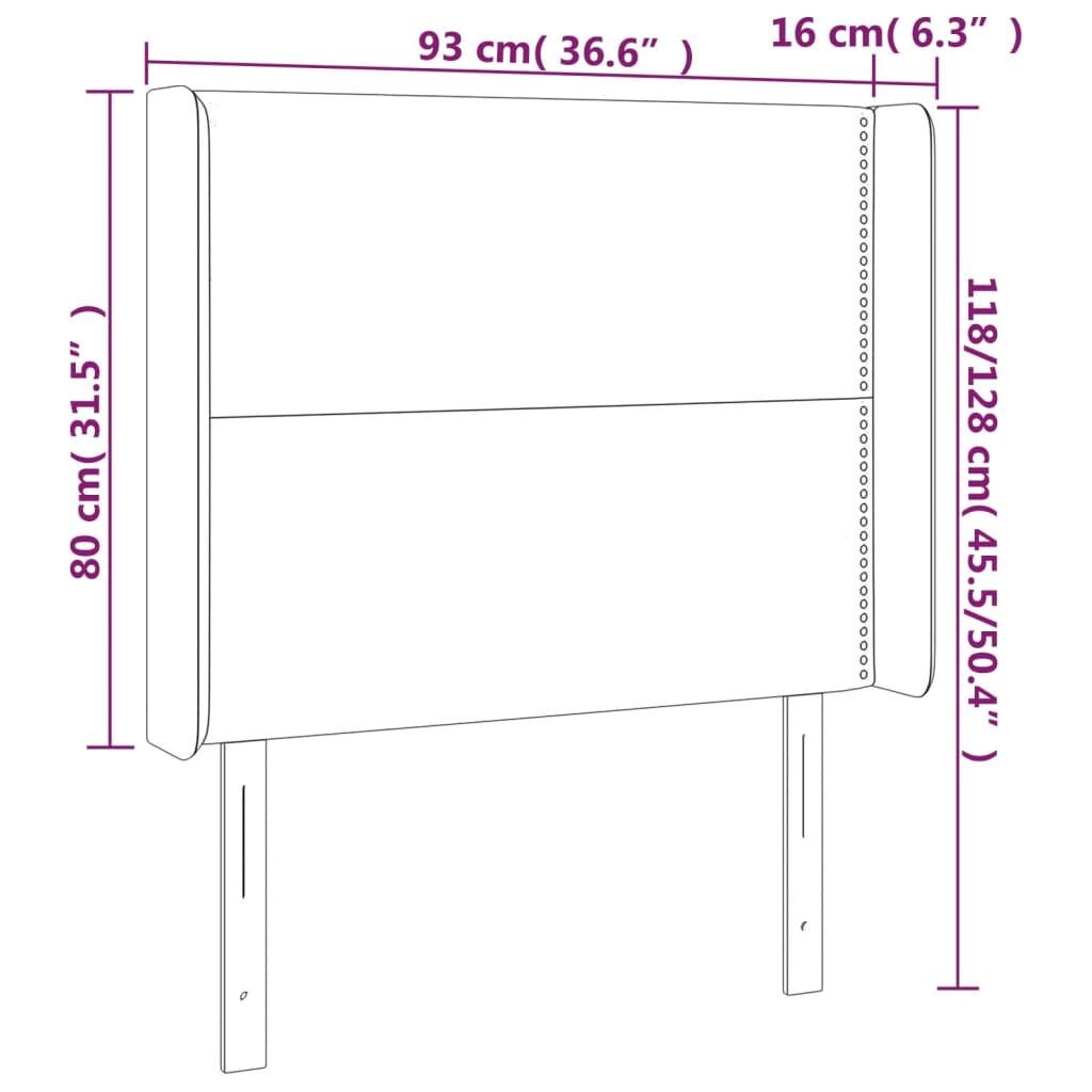 Κεφαλάρι Κρεβατιού LED Ανοιχτό Γκρι 93x16x118/128εκ. Βελούδινο