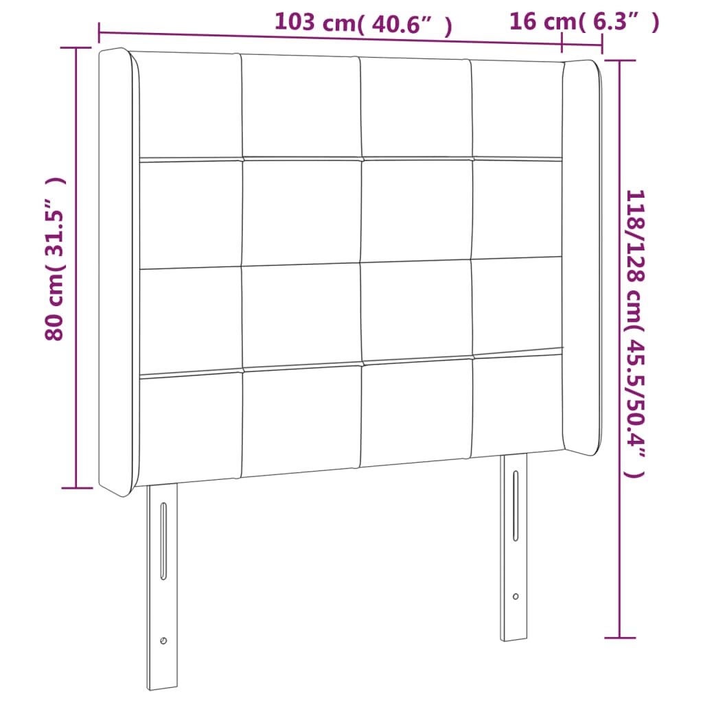 Κεφαλάρι Κρεβατιού LED Μπλε 103x16x118/128 εκ. Υφασμάτινο