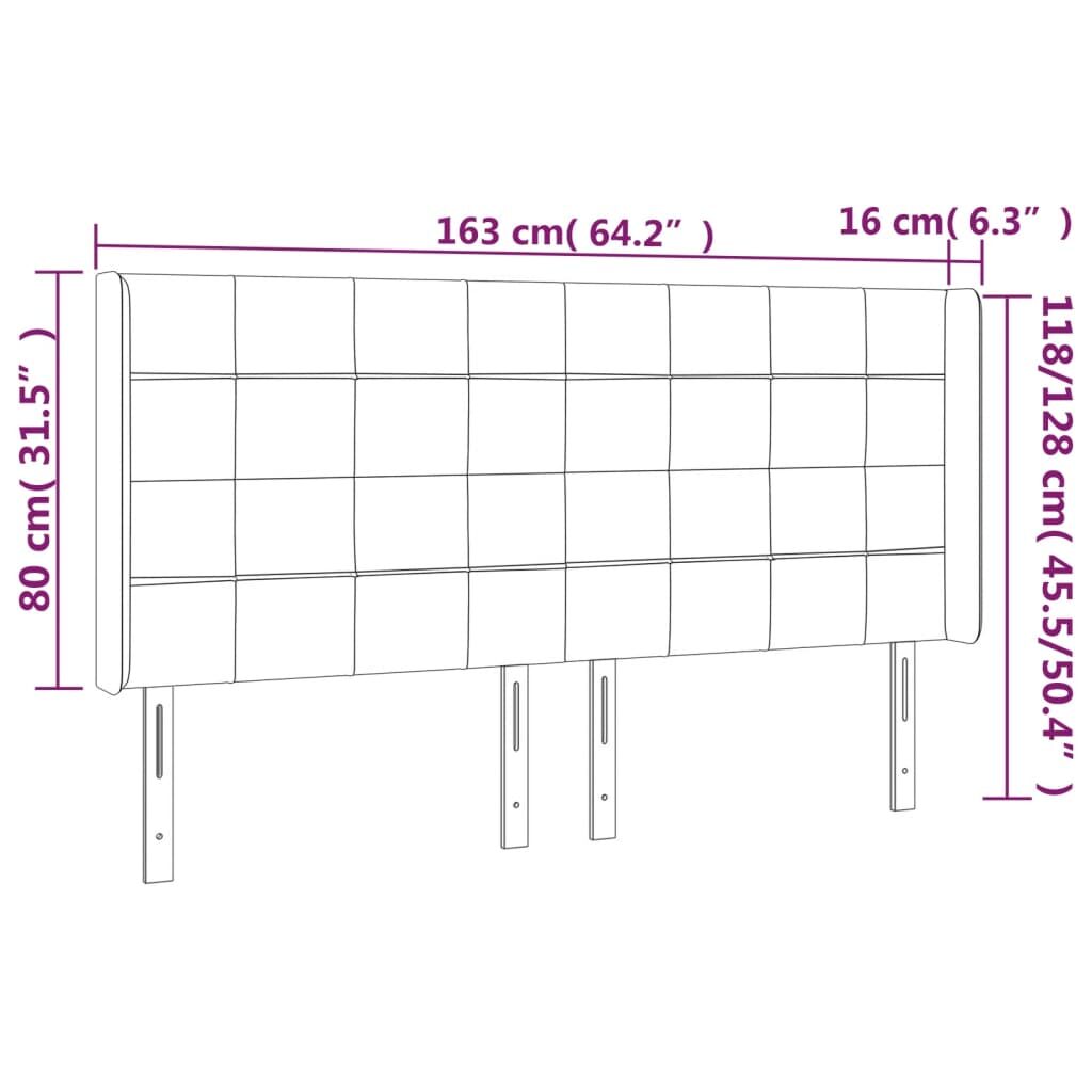 Κεφαλάρι Κρεβατιού LED Σκούρο Γκρι 163x16x118/128εκ. Υφασμάτινο