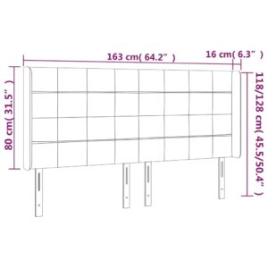 Κεφαλάρι Κρεβατιού LED Σκούρο Γκρι 163x16x118/128εκ. Υφασμάτινο