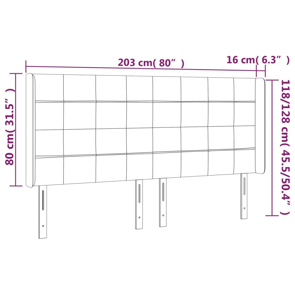 Κεφαλάρι Κρεβατιού LED Μπλε 203x16x118/128 εκ. Υφασμάτινο