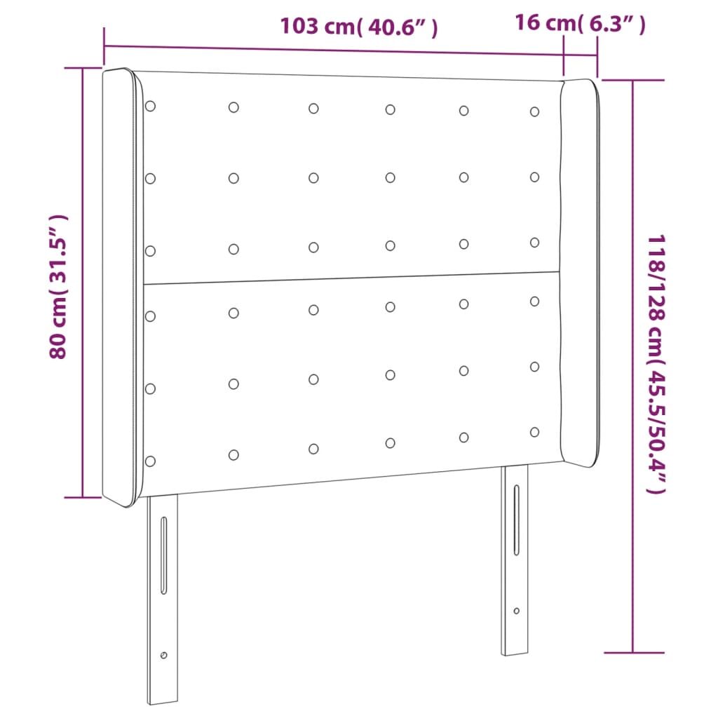 Κεφαλάρι Κρεβατιού LED Καφέ 103x16x118/128 εκ. Συνθετ. Δέρμα