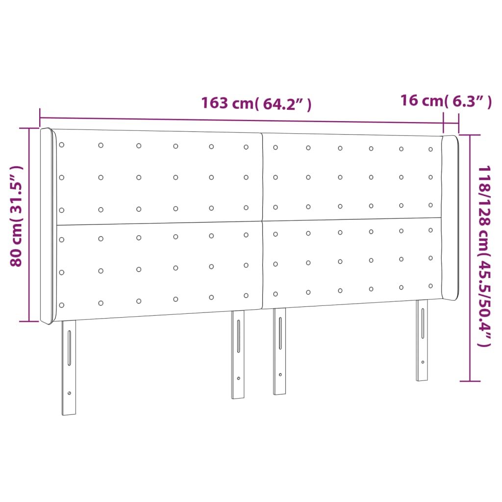 Κεφαλάρι Κρεβατιού LED Μαύρο 163x16x118/128 εκ. Συνθετ. Δέρμα