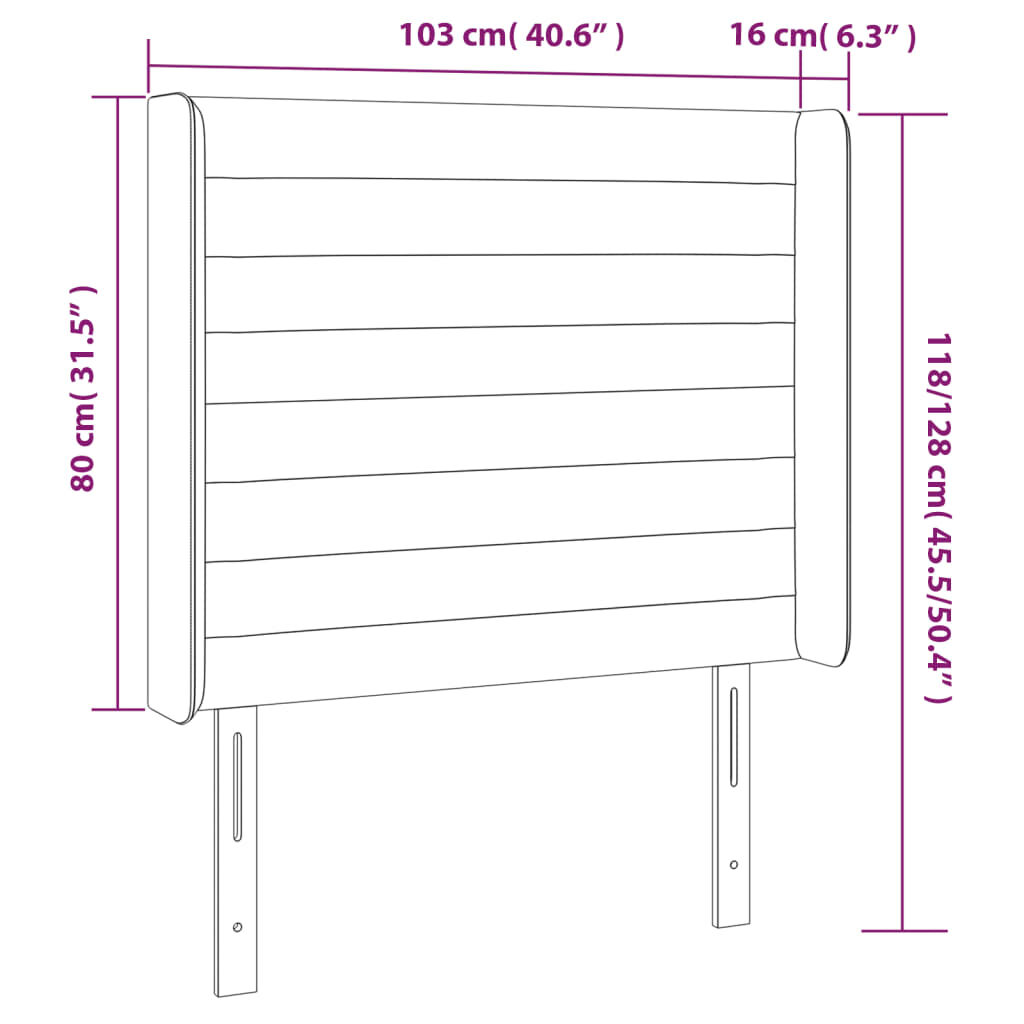 Κεφαλάρι Κρεβατιού LED Μπλε 103x16x118/128 εκ. Υφασμάτινο