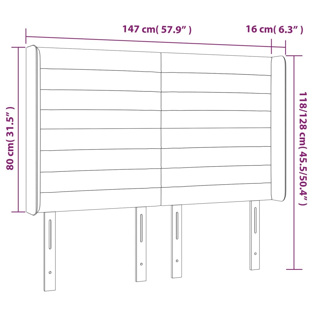 Κεφαλάρι Κρεβατιού LED Πράσινο 147x16x118/128 εκ. Υφασμάτινο