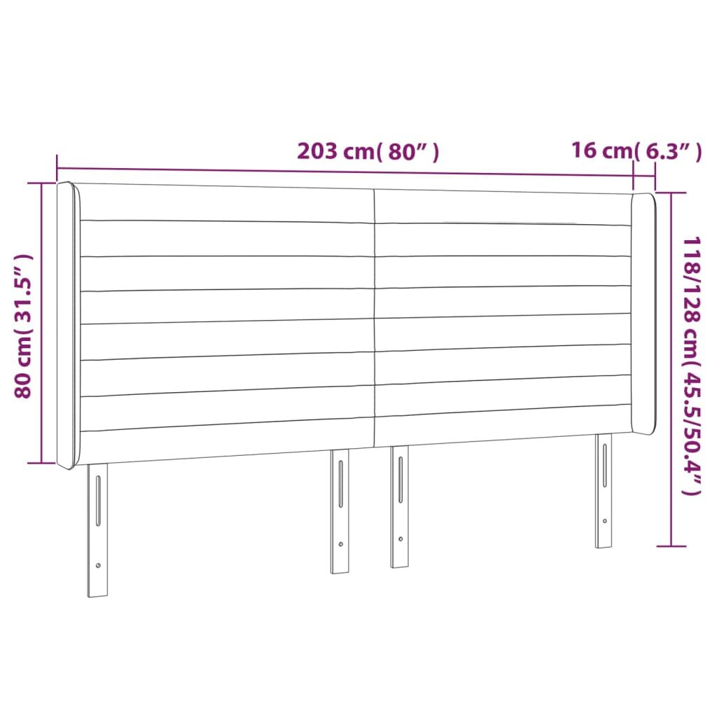 Κεφαλάρι Κρεβατιού LED Μπλε 203x16x118/128 εκ. Υφασμάτινο