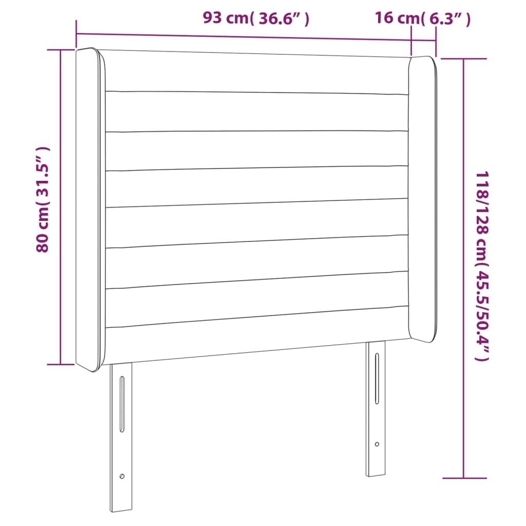 Κεφαλάρι Κρεβατιού LED Σκούρο Μπλε 93x16x118/128εκ. Βελούδινο