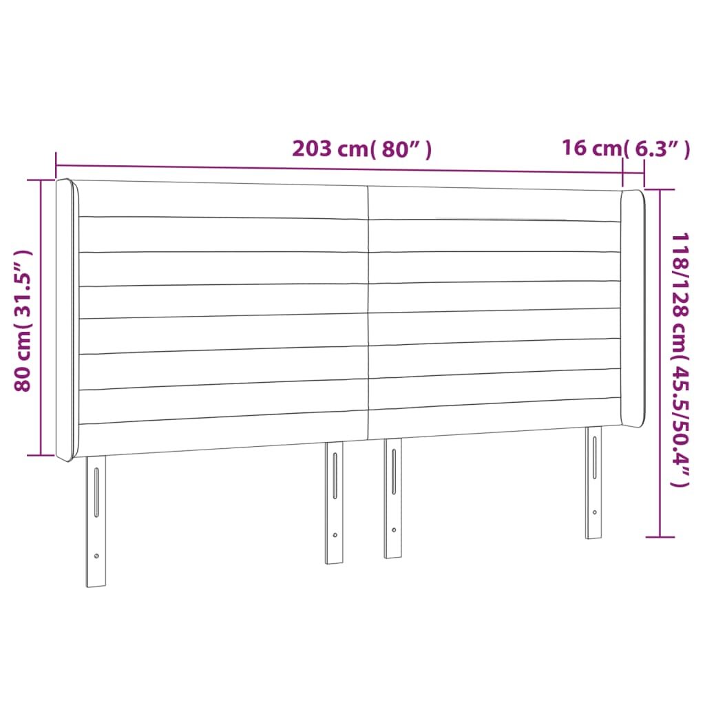 Κεφαλάρι Κρεβατιού LED Ανοιχτό Γκρι 203x16x118/128εκ. Βελούδινο