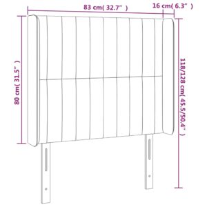 Κεφαλάρι Κρεβατιού LED Σκούρο Καφέ 83x16x118/128 εκ. Υφασμάτινο