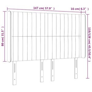 Κεφαλάρι Κρεβατιού LED Πράσινο 147x16x118/128 εκ. Υφασμάτινο