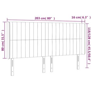 Κεφαλάρι Κρεβατιού LED Σκούρο Καφέ 203x16x118/128εκ. Υφασμάτινο