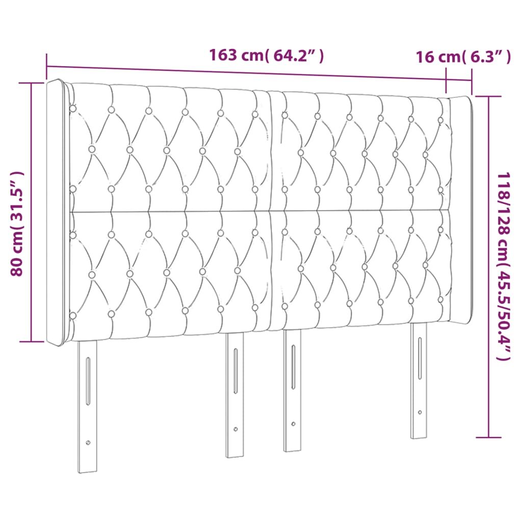 Κεφαλάρι Κρεβατιού LED Κρεμ 163x16x118/128 εκ. Υφασμάτινο