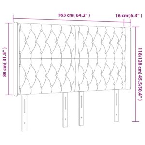 Κεφαλάρι Κρεβατιού LED Μπλε 163x16x118/128 εκ. Υφασμάτινο