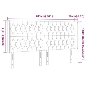 Κεφαλάρι Κρεβατιού LED Σκούρο Καφέ 203x16x118/128εκ. Υφασμάτινο