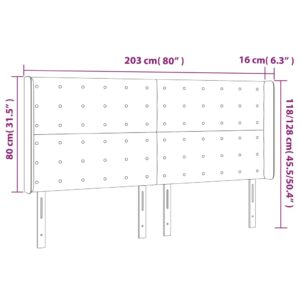 Κεφαλάρι Κρεβατιού LED Σκούρο Καφέ 203x16x118/128εκ. Υφασμάτινο