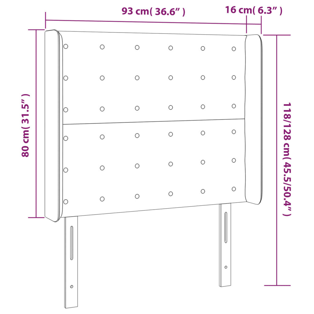 Κεφαλάρι Κρεβατιού LED Σκούρο Μπλε 93x16x118/128εκ. Βελούδινο