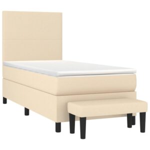 Κρεβάτι Boxspring με Στρώμα Κρεμ 80 x 200 εκ. Υφασμάτινο