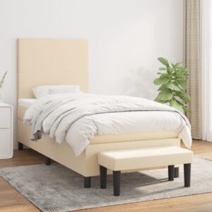 Κρεβάτι Boxspring με Στρώμα Κρεμ 80 x 200 εκ. Υφασμάτινο