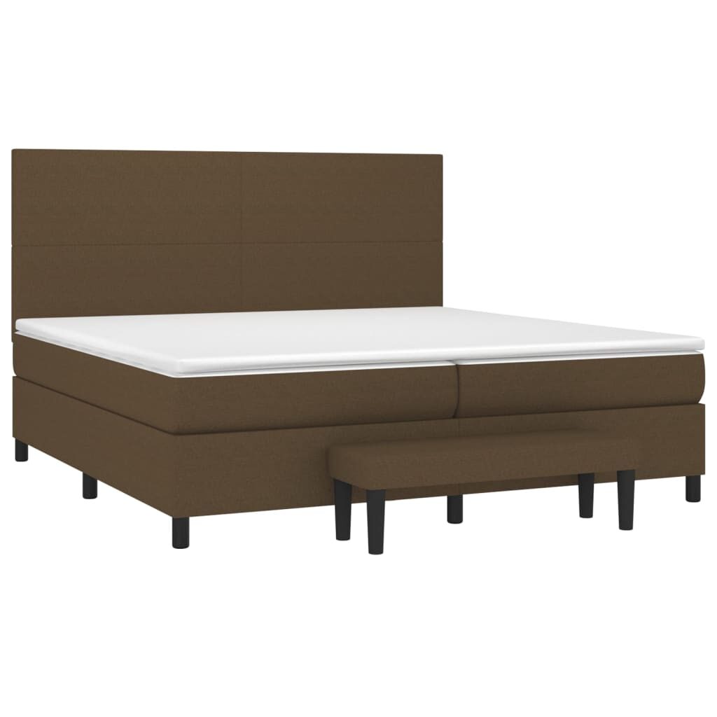 Κρεβάτι Boxspring με Στρώμα Σκούρο Καφέ 200x200 εκ. Υφασμάτινο