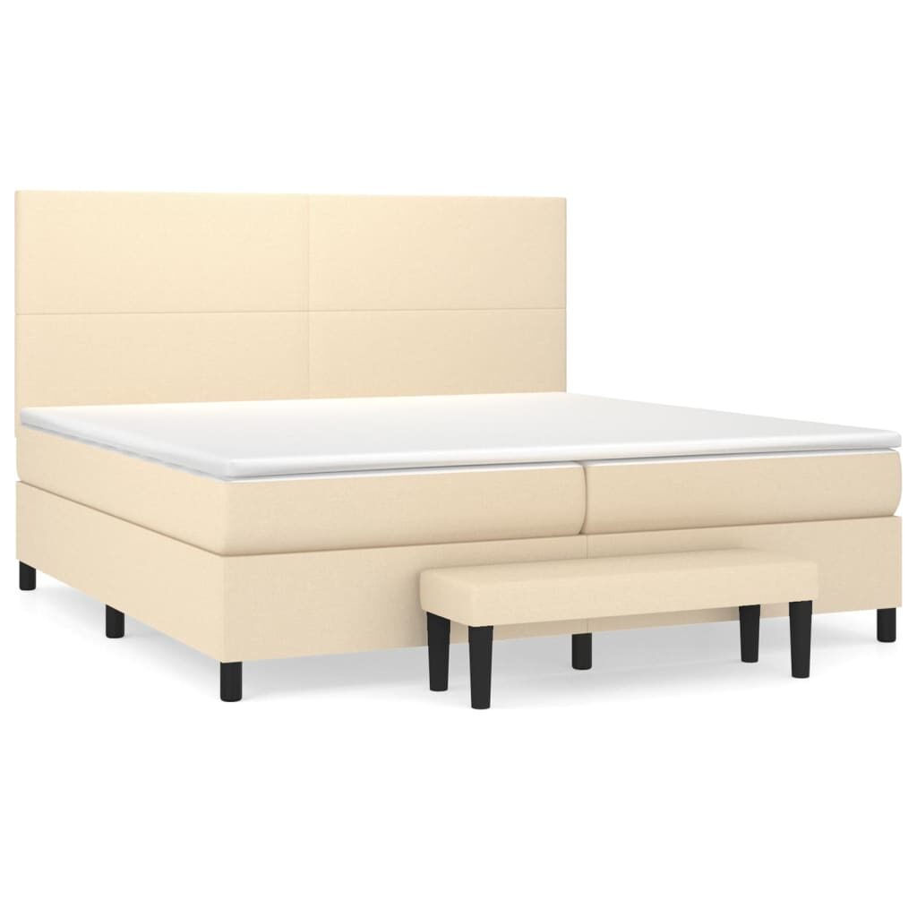 Κρεβάτι Boxspring με Στρώμα Κρεμ 200x200 εκ. Υφασμάτινο