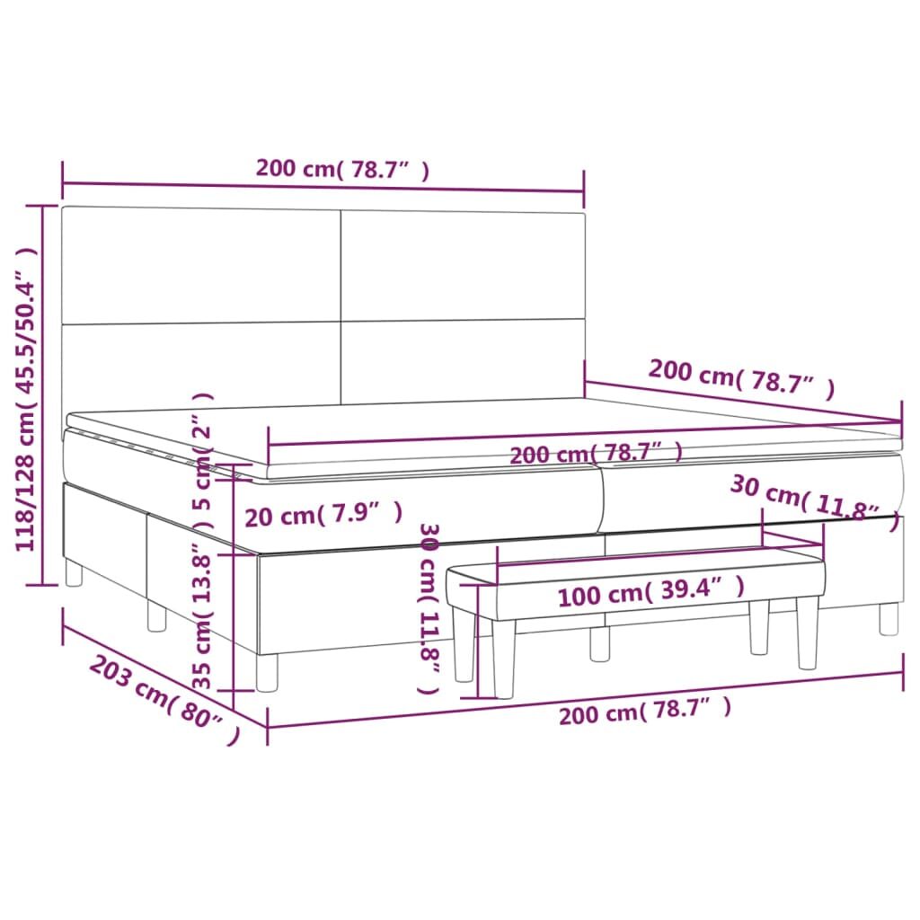 Κρεβάτι Boxspring με Στρώμα Κρεμ 200x200 εκ. Υφασμάτινο