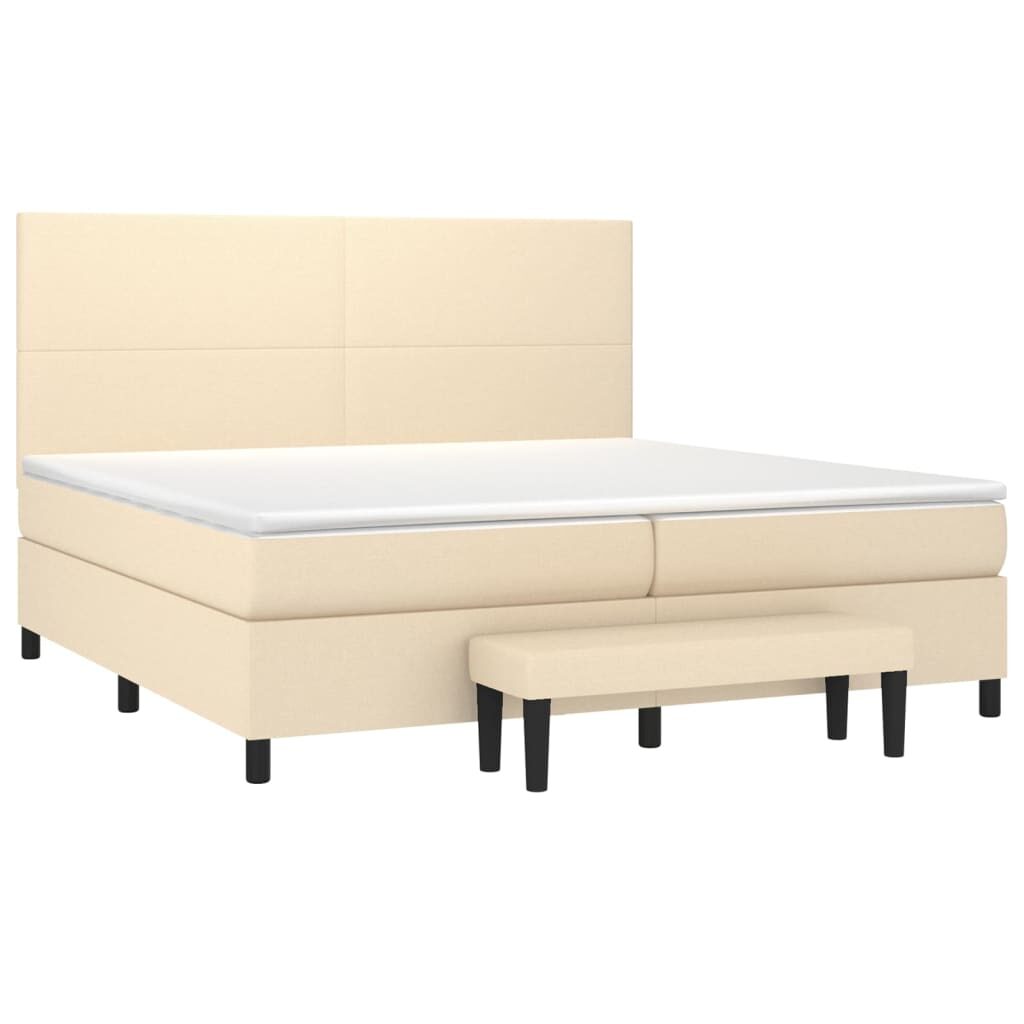 Κρεβάτι Boxspring με Στρώμα Κρεμ 200x200 εκ. Υφασμάτινο