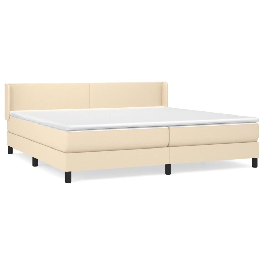 Κρεβάτι Boxspring με Στρώμα Κρεμ 200x200 εκ. Υφασμάτινο