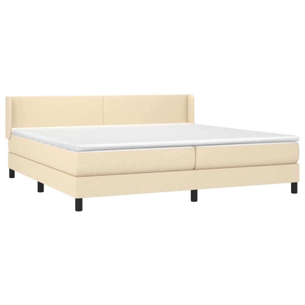 Κρεβάτι Boxspring με Στρώμα Κρεμ 200x200 εκ. Υφασμάτινο