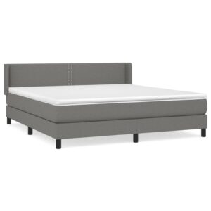 Κρεβάτι Boxspring με Στρώμα Σκούρο Γκρι 180x200 εκ Υφασμάτιν