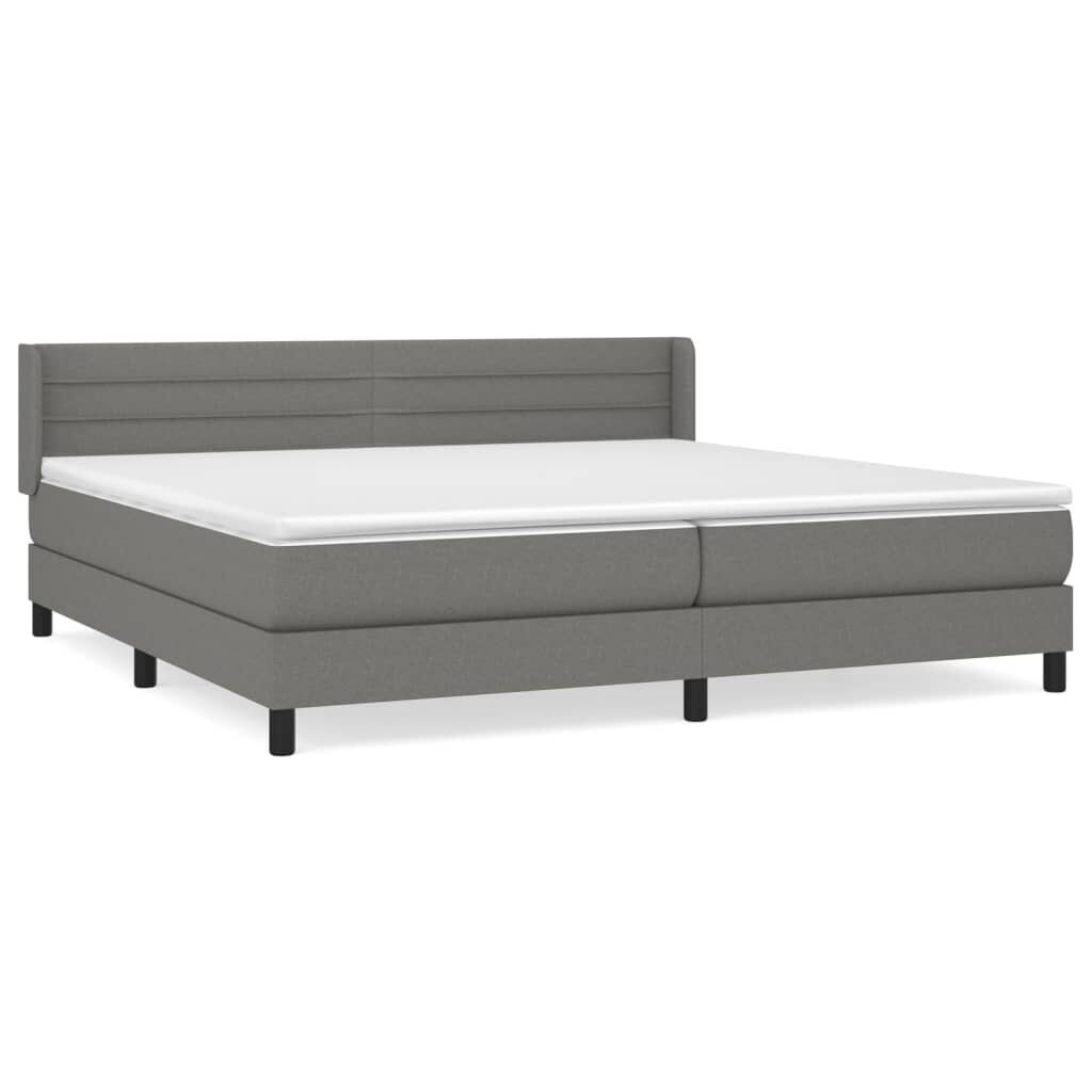 Κρεβάτι Boxspring με Στρώμα Σκούρο Γκρι 200x200 εκ. Υφασμάτινο