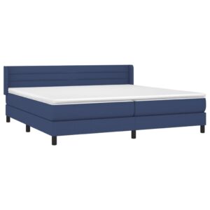 Κρεβάτι Boxspring με Στρώμα Μπλε 200x200 εκ. Υφασμάτινο