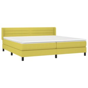 Κρεβάτι Boxspring με Στρώμα Πράσινο 200x200 εκ. Υφασμάτινο