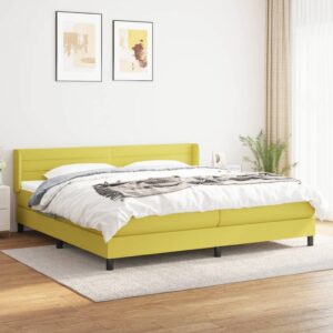 Κρεβάτι Boxspring με Στρώμα Πράσινο 200x200 εκ. Υφασμάτινο