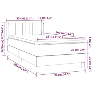 Κρεβάτι Boxspring με Στρώμα Κρεμ 80 x 200 εκ. Υφασμάτινο