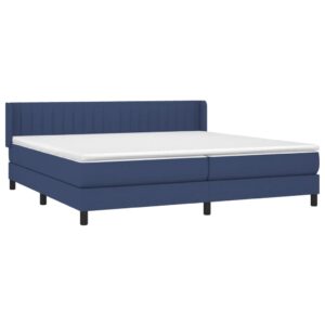 Κρεβάτι Boxspring με Στρώμα Μπλε 200x200 εκ. Υφασμάτινο