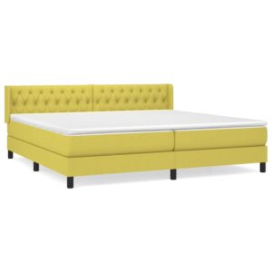 Κρεβάτι Boxspring με Στρώμα Πράσινο 200x200 εκ. Υφασμάτινο