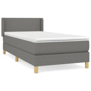 Κρεβάτι Boxspring με Στρώμα Σκούρο Γκρι 80x200 εκ. Υφασμάτινο