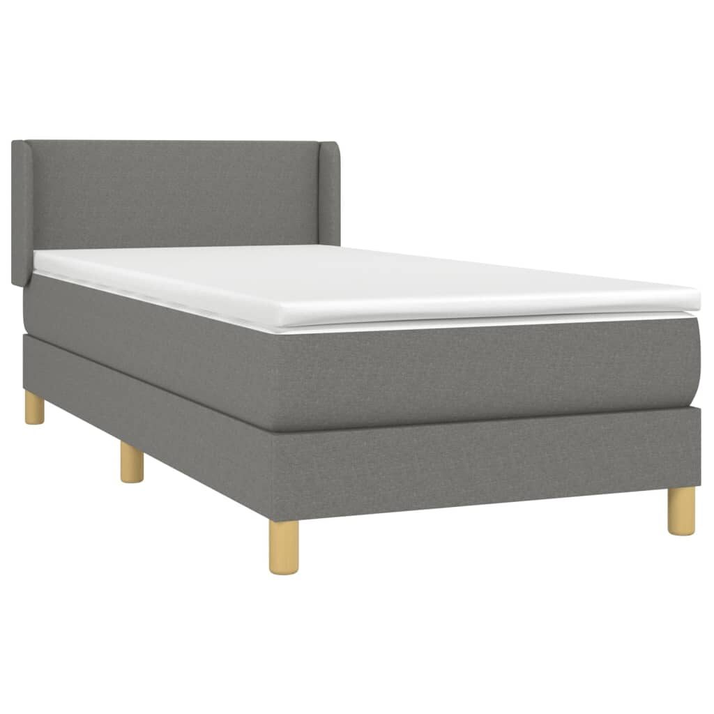 Κρεβάτι Boxspring με Στρώμα Σκούρο Γκρι 80x200 εκ. Υφασμάτινο