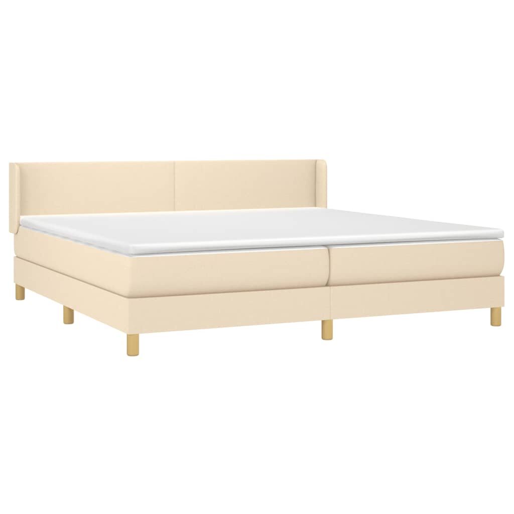 Κρεβάτι Boxspring με Στρώμα Κρεμ 200x200 εκ. Υφασμάτινο