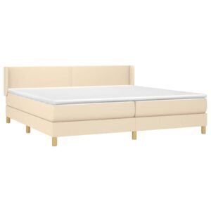 Κρεβάτι Boxspring με Στρώμα Κρεμ 200x200 εκ. Υφασμάτινο