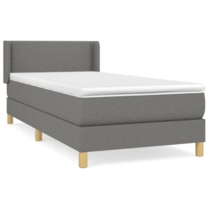 Κρεβάτι Boxspring με Στρώμα Σκούρο Γκρι 80x200 εκ. Υφασμάτινο